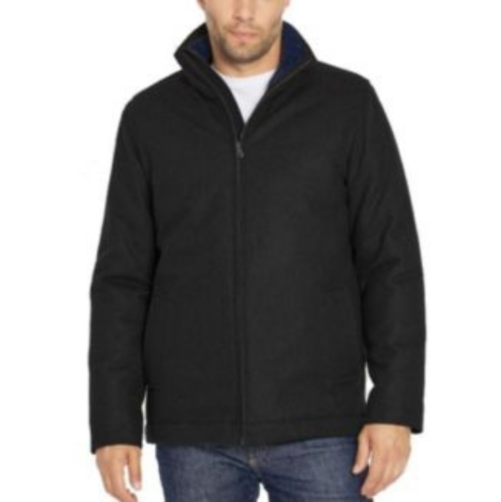 Brand New Izod Wool Harrington Jacket With Knit Collar Men's